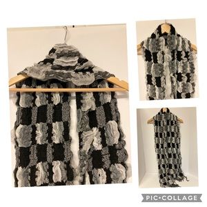 Black white Grey Ribbed Scarve neck wrap
